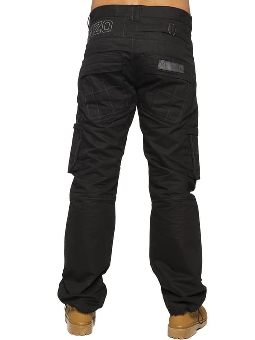 Enzo | Heren Combat Denim Jeans - Zwart - Image 3