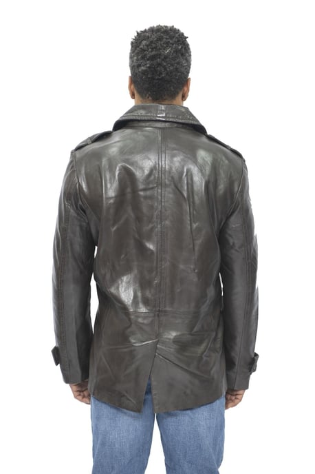 Mens Leather Peacoat-Amara