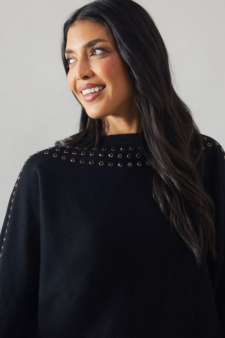 Stud Detail Boat Neck Jumper