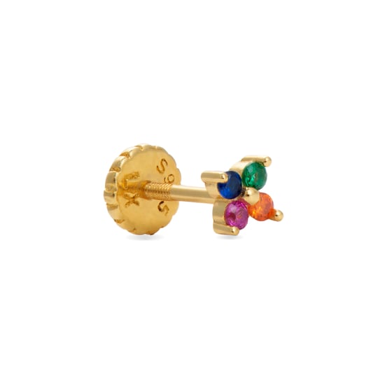 Piercing Luxenter Phanvi Sterling Silver 925 and Multicoloured Zirconia finished in 18 Carat yellow gold