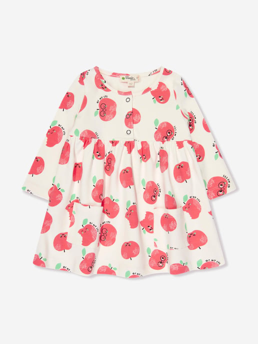 The Bonnie Mob Girls Apple Pockets Dress in Ivory