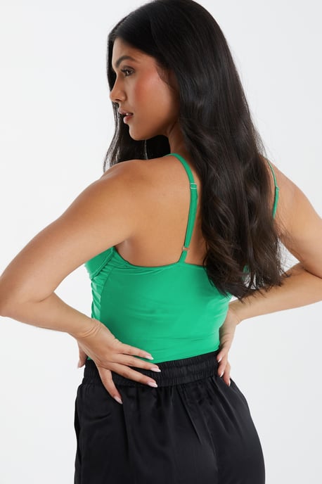 Green Ruched Bodysuit