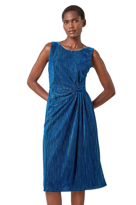 Shimmer Plisse Side Twist Dress - Image 1