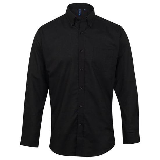 Premier Mens Signature Oxford Long-Sleeved Shirt (Black)