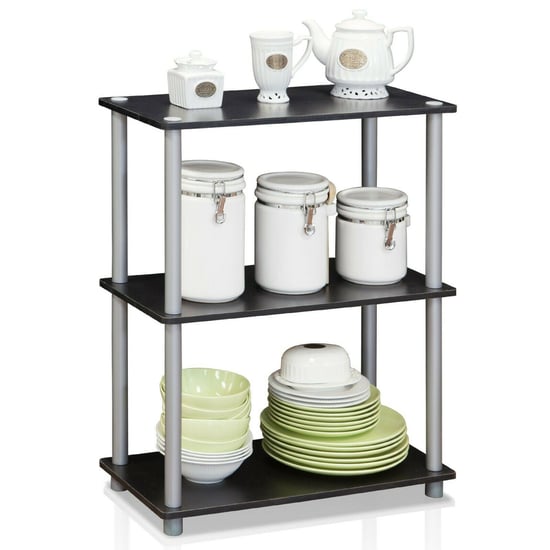 Furinno Turn-N-Tube 3-Tier Compact Multipurpose Shelf Display Rack - Black with Grey Tubes