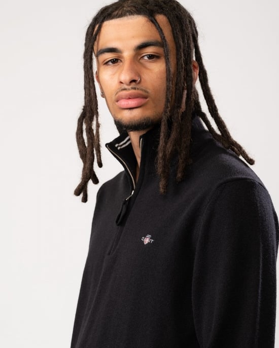 GANT Mens Superfine Lambswool Half Zip Cardigan - Image 1