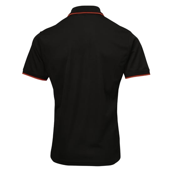 Premier Herencontrast Coolchecker Polo Shirt (Zwart/Rood) - Image 2