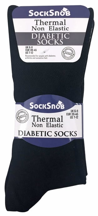 Set van 3 sokken zonder elastiek thermo diabetische sokken voor heren - Zwart - Image 2