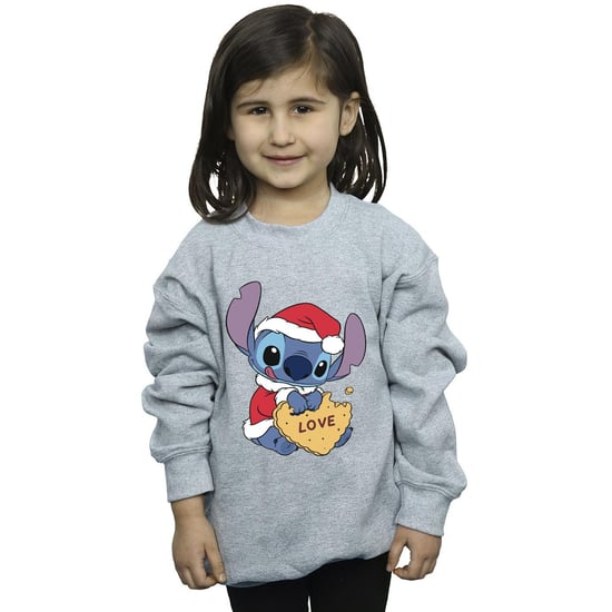 Disney Girls Lilo And Stitch Christmas Love Biscuit Sweatshirt (Sports Grey)
