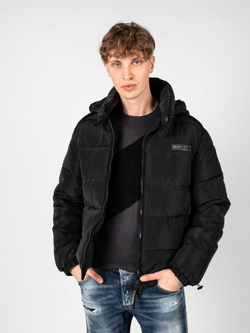 Plein Sport Bold Ruglogo Gevoerde Zwarte Jas - Image 3
