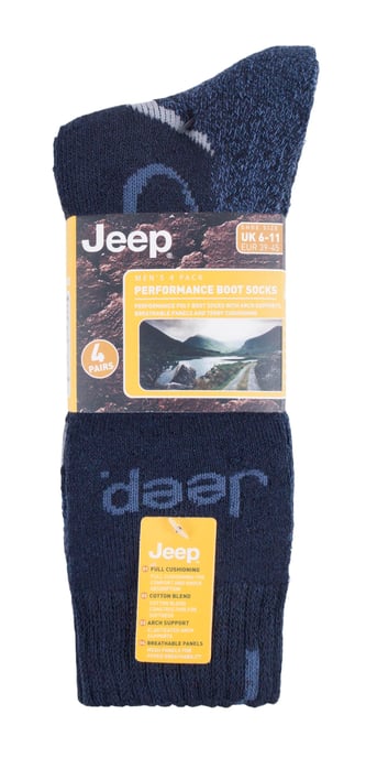 Jeep - 4-pack anti-blaar luxe laarzensokken voor heren - Denim / Marine - Image 2