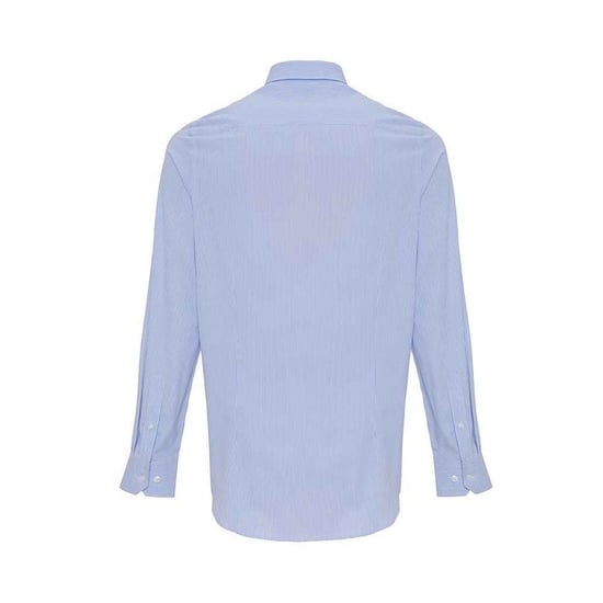 Premier Mens Striped Oxford Long-Sleeved Shirt (White/Oxford Blue)