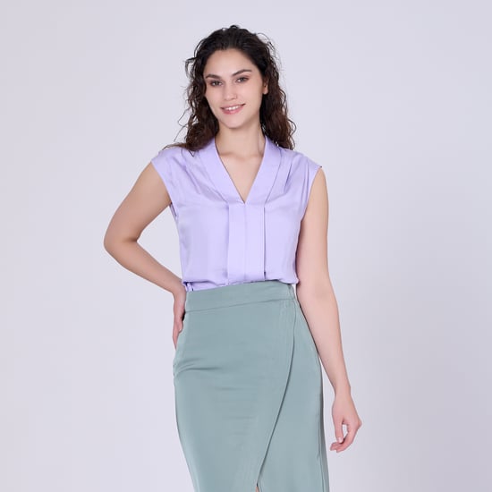 Mouwloze blouse met brede platte kraag - Image 4