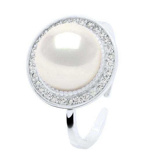 Verstelbare ring Omgeving in Cubic Zirconia - Echtheid Gekweekte Zoetwaterparel Knop 10-11 mm - Image 1