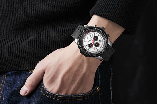 Handgemaakte Anthony James Limited Edition Chronograaf Dashboard wit - Image 4