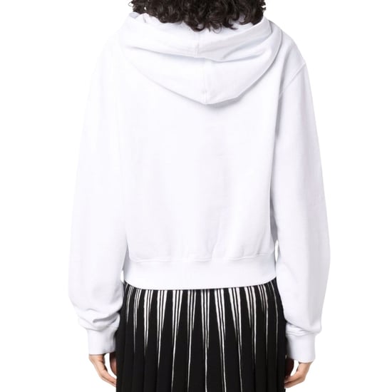 Off-White Geometric Logo Cropped White Hoodie
