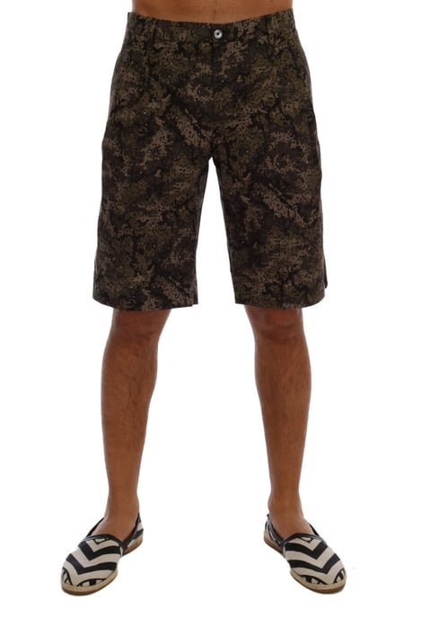 Dolce & Gabbana Black Green Cotton Military Pattern Shorts