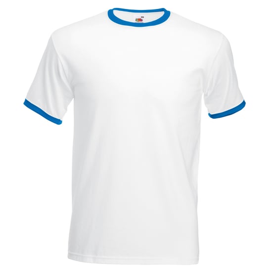 Fruit Of The Loom Heren Ringer T-shirt met korte mouwen (Wit/Royaal Blauw) - Image 1