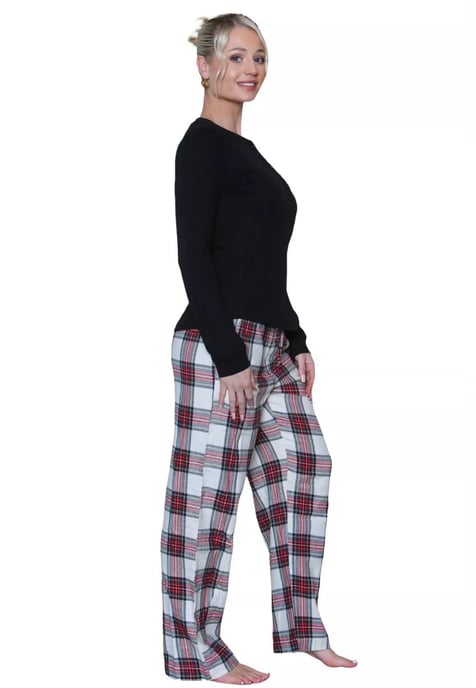 GAP Womens Pyjama Flanellen Slaapset in Zwart Schotse ruit - Image 3