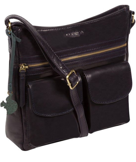 'Bon' Navy Leather Cross Body Bag