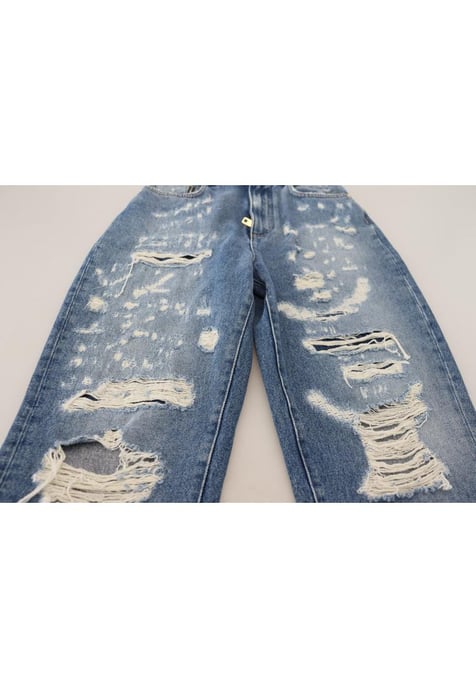 Dolce & Gabbana Dames Blauwe Gewassen Katoenen Versleten Denim Jeans - Image 5
