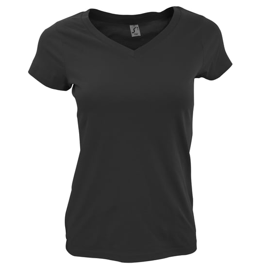 SOLS Dames/dames Maan V Hals T-Shirt met korte mouwen (Diep zwart) - Image 3