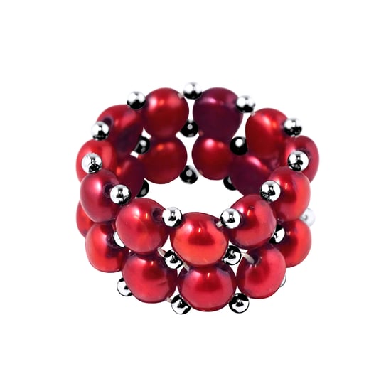 Ring 2 Rows - Hand Made - of Real Freshwater Pearls
