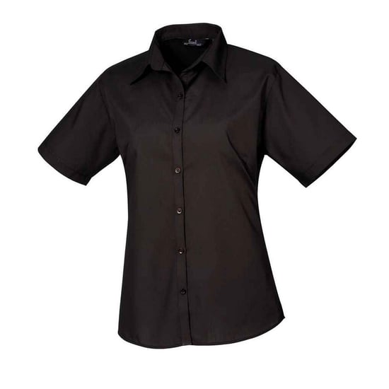 Premier Dames/Dames Popeline Blouse met Korte Mouwen (Zwart) - Image 1