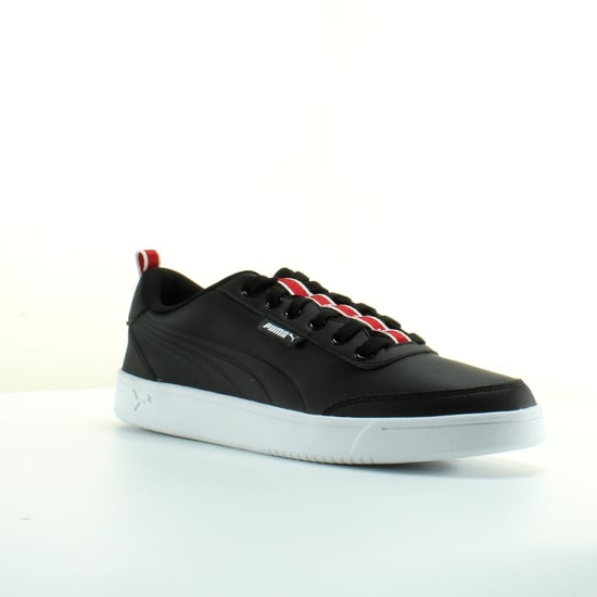 Puma Court Breaker Black Leather Mens Lace Up Trainers 366817 02