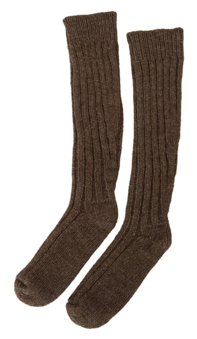 Dolce & Gabbana Chic Bruine Wolmix Over-de-Kuit Dames Sokken - Image 3