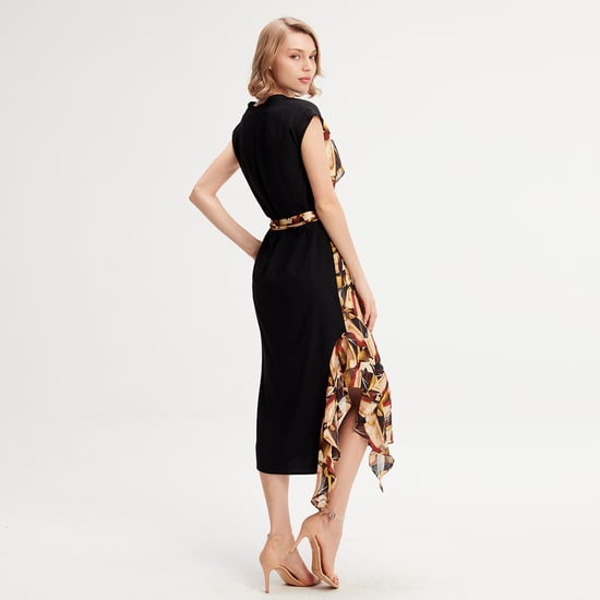 Asymmetrical dress with graphic print