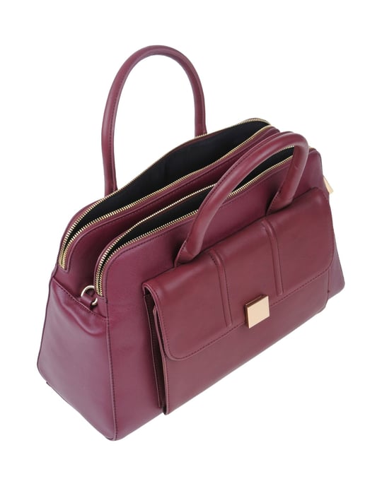 Nenette Maroon Faux Leather Bowler Bag