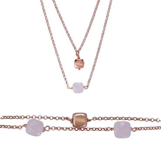 Orphelia 'Joelle' Dames 925 Sterling Zilver Set: Armband + Ketting - Roze SET-7432 - Image 1
