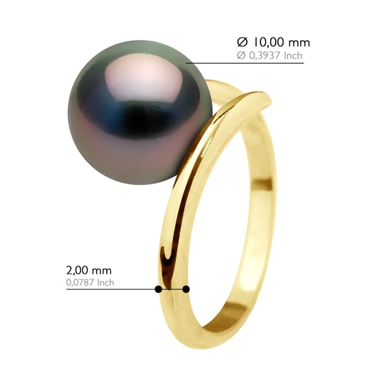 Ring - Geel Goud - Echte Cultured Tahiti Parel Rond 10-11 mm - Image 2