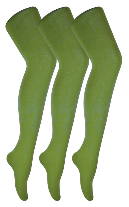 3 paar dames gekleurde ondoorzichtige 80 denier panty's - Khaki - Image 1