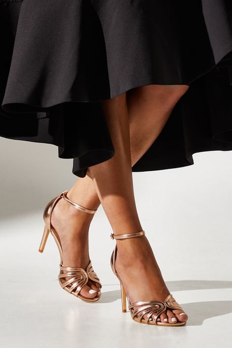 Wide Fit Tilda Lattice Front High Heeled Sandals