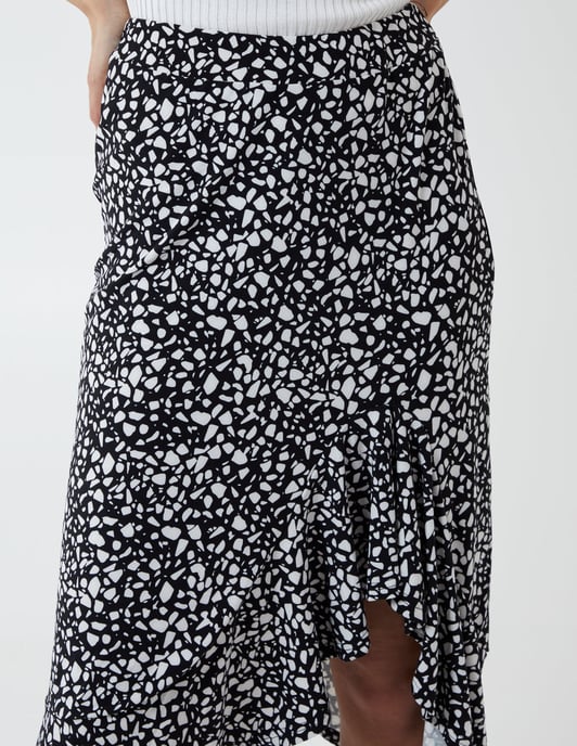 BLAIR - Asymmetric Frill Hem Midi Skirt