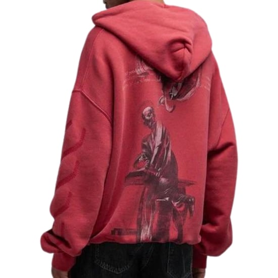 Gebroken witte St. Matthew Design Skate Fit gewassen rode hoodie - Image 2