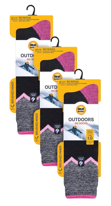 Heat Holders - 3 paar Ultra Lite dames skisokken - Zwart Zig Zag - Image 2