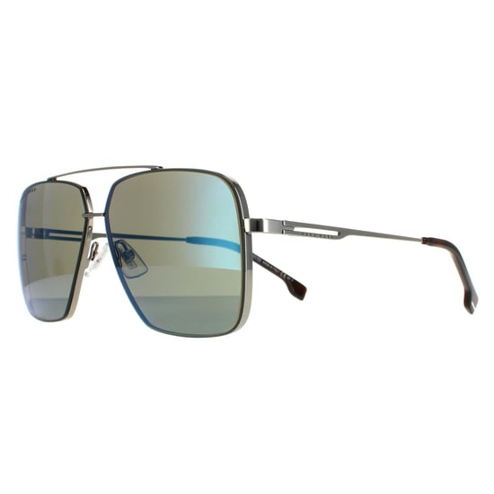 Hugo Boss Round Mens Ruthenium Havana Kaki Blue Mirror BOSS 1325/S