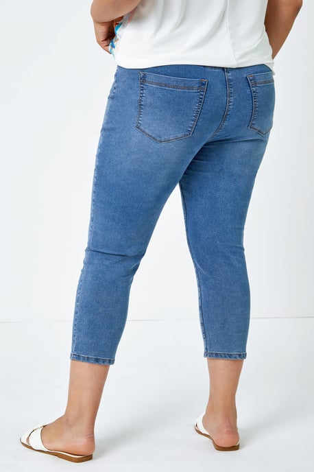 Curve Elastic Waist Cropped Denim Jeggings