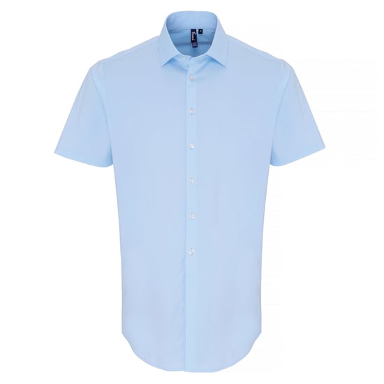 Premier Heren Rekken Pasvorm Poplin Korte Mouwen Shirt (Lichtblauw) - Image 1