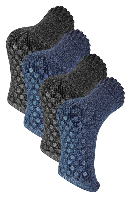 4 paar multiverpakking merinowollen pantoffelsokken voor heren | Sock Snob | Warme dikke wollen sokken - Diverse - Image 1