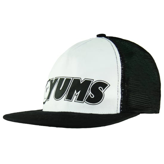 Yums Mesh Snapback Hat Adjustable Black White Logo Unisex Cap 200941 BLACK WHITE