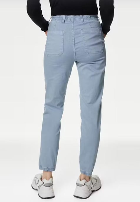 M&S Collection Dames Katoenmix Slim Fit Enkel Grazer Joggers Hemelsblauw - Image 2