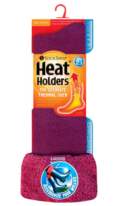 Heat Holders Dames Thermische Wellington Boot Sokken - Diepe Fuchsia - Image 2