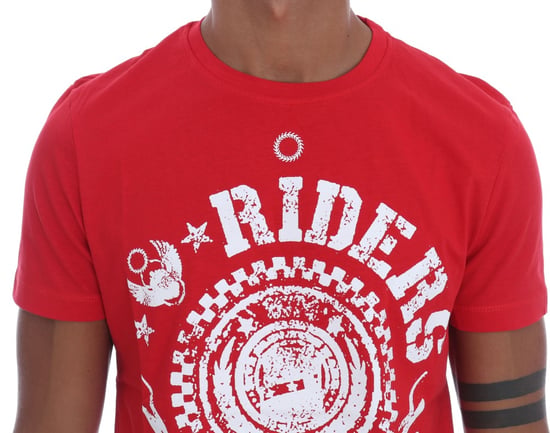 Frankie Morello Rode Katoenen RIDERS Crewneck T-Shirt - Image 4