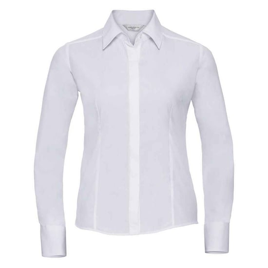 Russell Collection Dames/Dames Poplin met Lange Mouwen Formeel Overhemd (Wit) - Image 1