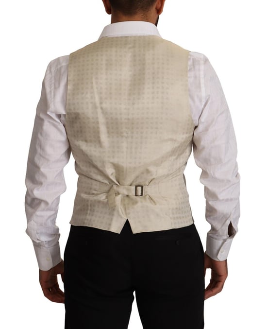 Dolce & Gabbana Heren Beige Wol Enkelvoudig Geknoopt Vest - Image 3