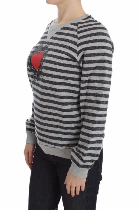 Exte Vrouwen Grijs Gestreept Katoenen Crewneck Sweater - Image 2